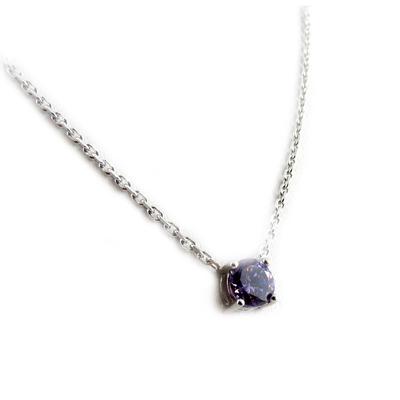 [F1327] - Silberhalskette 'Essentiel' Silber Amethyst (rhodiniert) - 6 mm