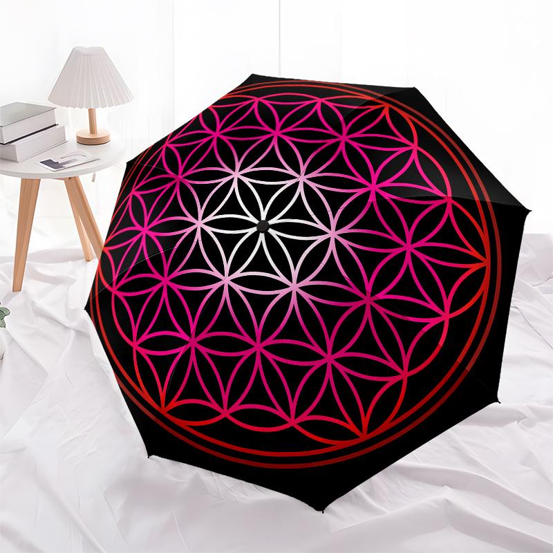 Flower of Life Mandala Decorative StickerUmbrella, Portable 3-Fold Umbrella for Men & Women,Christmas Gift ES69