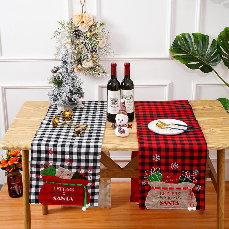 Decor Christmas Home Linen Gingham Table Flag Creative Decorative Goods Item