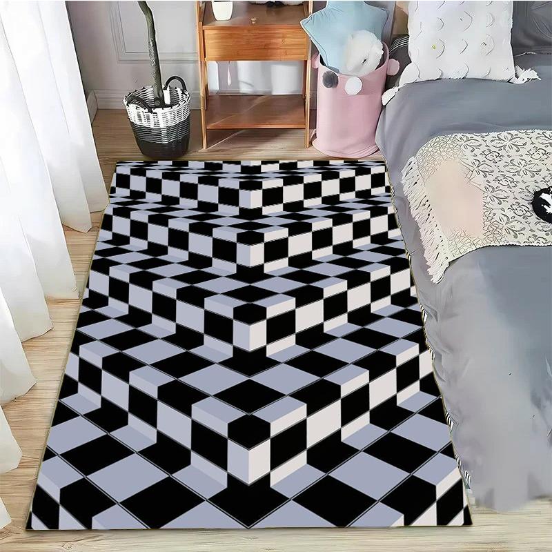 3D Vortex Illusion Area Carpet Rug for Living Room Decor Bedroom  Abstract Geometric Optical Vertigo Carpet Non-slip Floor Mat