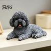 Dog Figurine Decor Realistic Teddy Statue, Desktop Small Pet Model, Cute Laying Sculpture Elegant Poodle Model for Car Dashboard, Desk, Shelf, Living