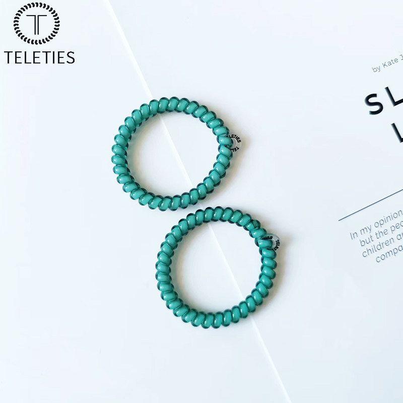 

Teleties Telephone Cord Bracelet and Hair Tie Dual-Use Basic Solid Color European and American Fashion High Elasticity Seamless Hair Accessory Tiffany Blue - Size M, 2-Pack