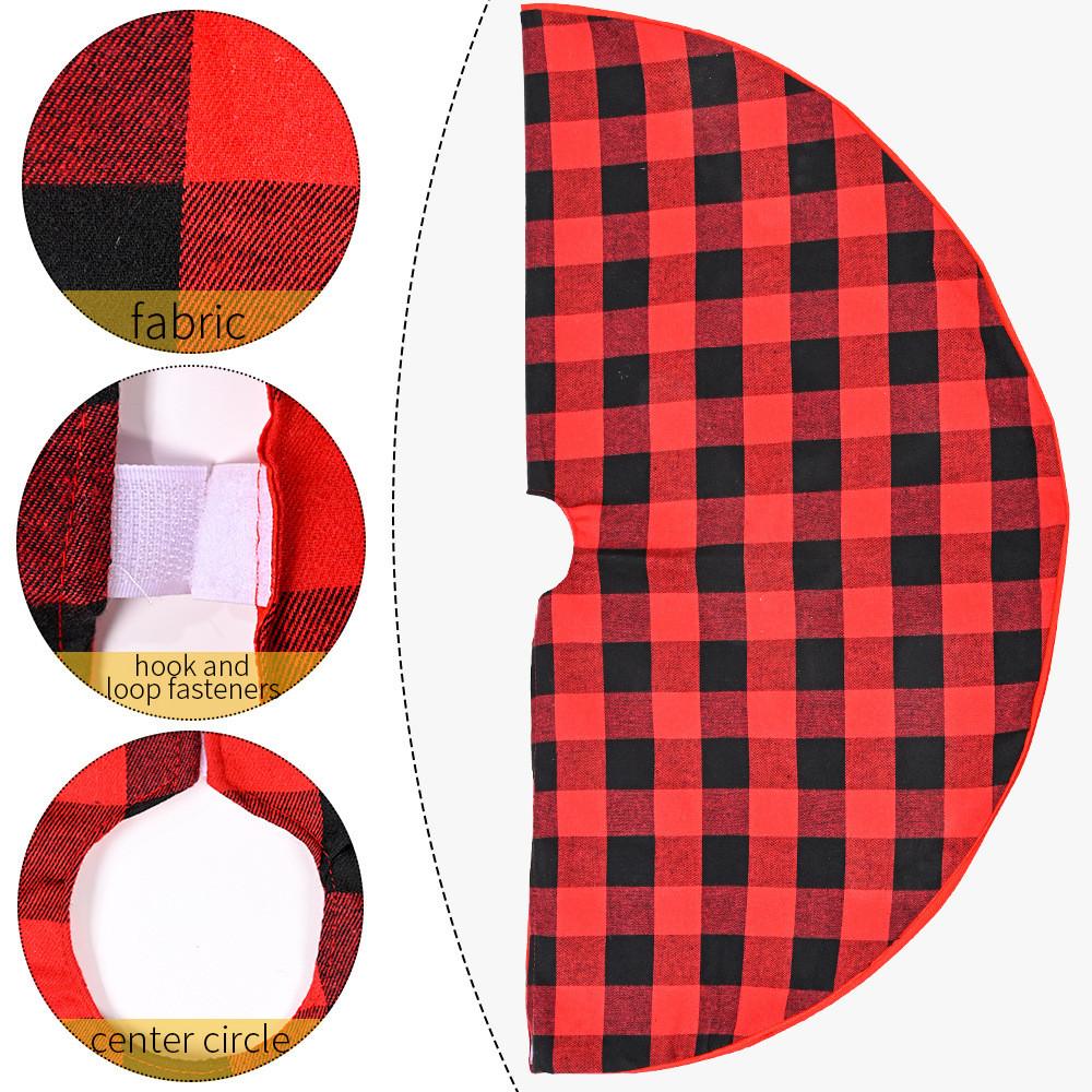 Charming Red And Black Plaid Christmas Tree Skirt 90cm Festive Holiday Decoration