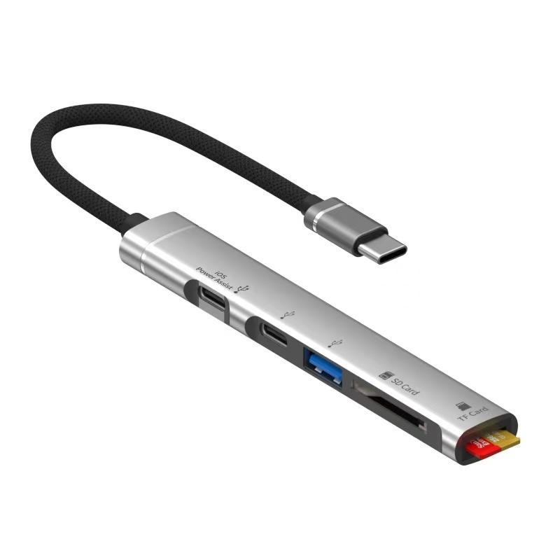 Type C Hub 2.0 with 5 Ports Aluminum Alloy USB 2.0 Hub Type C Splitter Extender for Laptop PC MacBook Pro Surface Pro and Mor