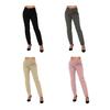 Women Summer Pants Mid-rise Button Zipper Fly Straight Leg Long Trousers with Pockets Solid