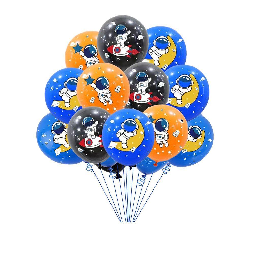 Astronauten, Weltraumraketen, Latexballons, Dekorationen für Kinder-Themenparty, Schwarze und blaue runde Ballons