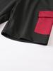 Men Color Block Casual Round Neck Short Sleeve T Shirt Cargo Shorts Two Piece Set