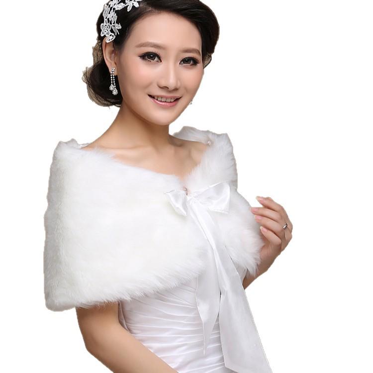 Luxurious Plus Size Wedding Dress Shawl Cape - Thick, Long Sleeve Fur for Brides