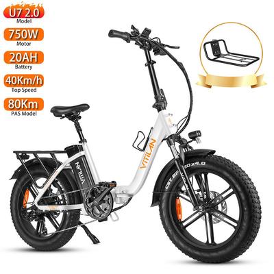 Electric Bicycle Vitilan U7 20" 750W Motor Foldable Adult Electric Bicycle 48V 20AH Dual Disc Brake Max Load 150Kg