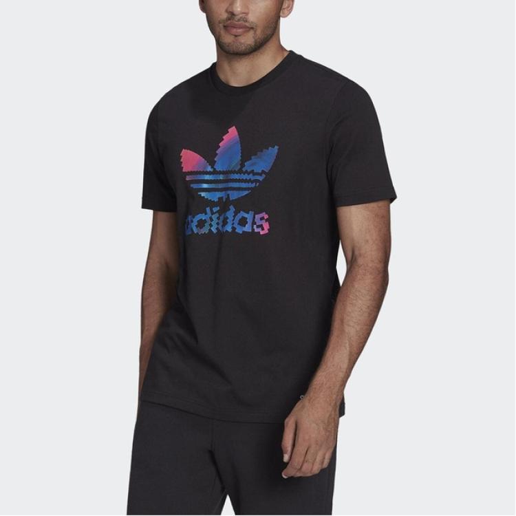 Adidas Originals Logo Letter Pattern Design Versatile Breathable Short Sleeve T-Shirt Men T-Shirts Black HC7116