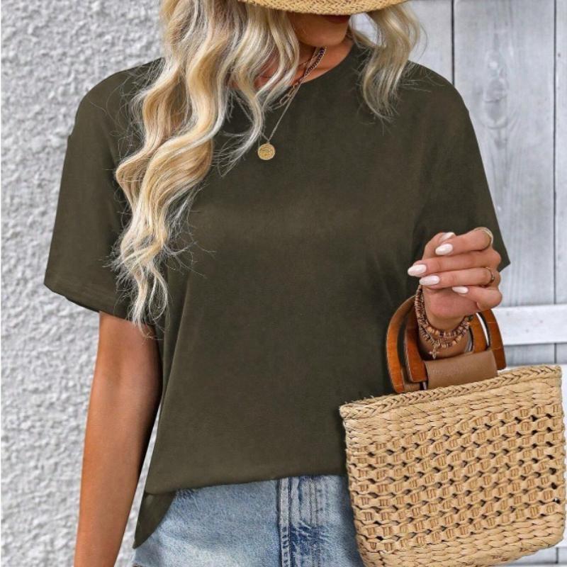 Fashion Casual Back Split Women's T-Shirt New Short Sleeve Top