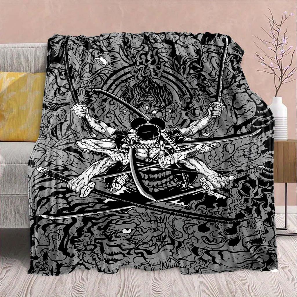 One Piece Anime Flannel Blanket - Soft Warm Perfect for Sofa, Bedding Camping Travel Office Home Decor 