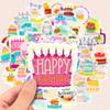 50pcs Cartoon Birthday Cake & Happy Birthday Candle Graffiti Stickers, Personalized Decoration for Guitar, Notebook, Luggage, Laptop, Motorcycle