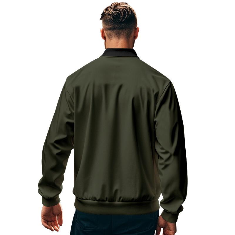 Autumn New Versatile Stand-collar Jacket Men's Twill Zipper Long-sleeved Baseball Jacket