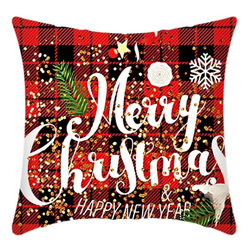 Merry Christmas Pillowcase 45X45Cm Throw Pillowcase Winter Christmas Decorations Home Tree Deer Sofa Cushion Cover New Year