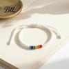Simple Niche Style Bracelet Rainbow Beads for Men Women, Handmade Colorful Rice Bead Jewelry Braided String Bracelet, Adjustable Woven Rope Wristband