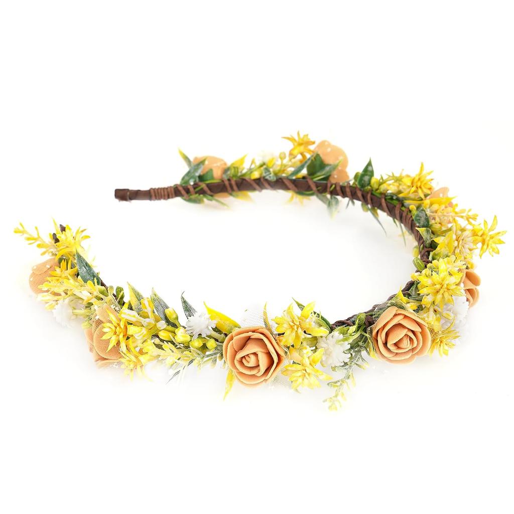 Black Floral Headpiece - Women's Elegant Lace Foam Rose Headband With Flowers for Hair Accessories, Wedding, Party, Birthday Gift, Photo Props | Dark