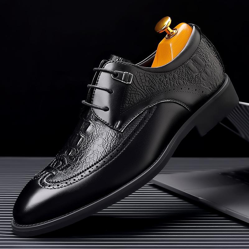 2024 Newly Men's Quality Crocodile Patent Leather Shoes Black Wedding Shoes Size 38-48 Brogues Leather Soft Man Dress Shoes