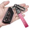 Sindeda For Volkswagen Key Fob Cover With Keychain Soft Full Protection Key Shell Key Case Compatible With VW MK8 Golf/GTI Skoda Octavia (White)