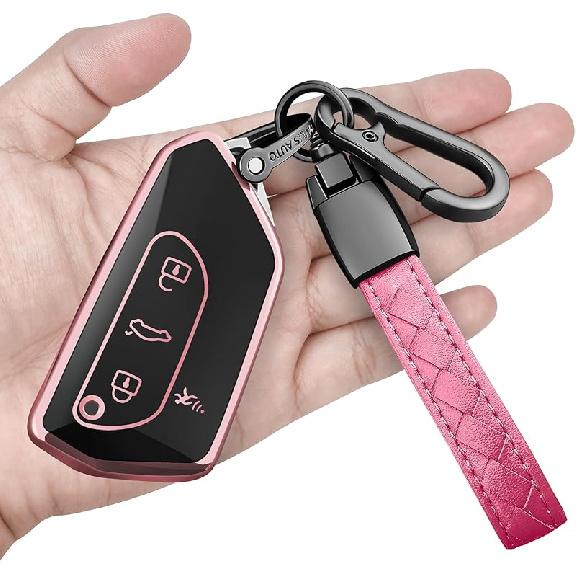 Sindeda For Volkswagen Key Fob Cover With Keychain Soft Full Protection Key Shell Key Case Compatible With VW MK8 Golf/GTI Skoda Octavia (White)