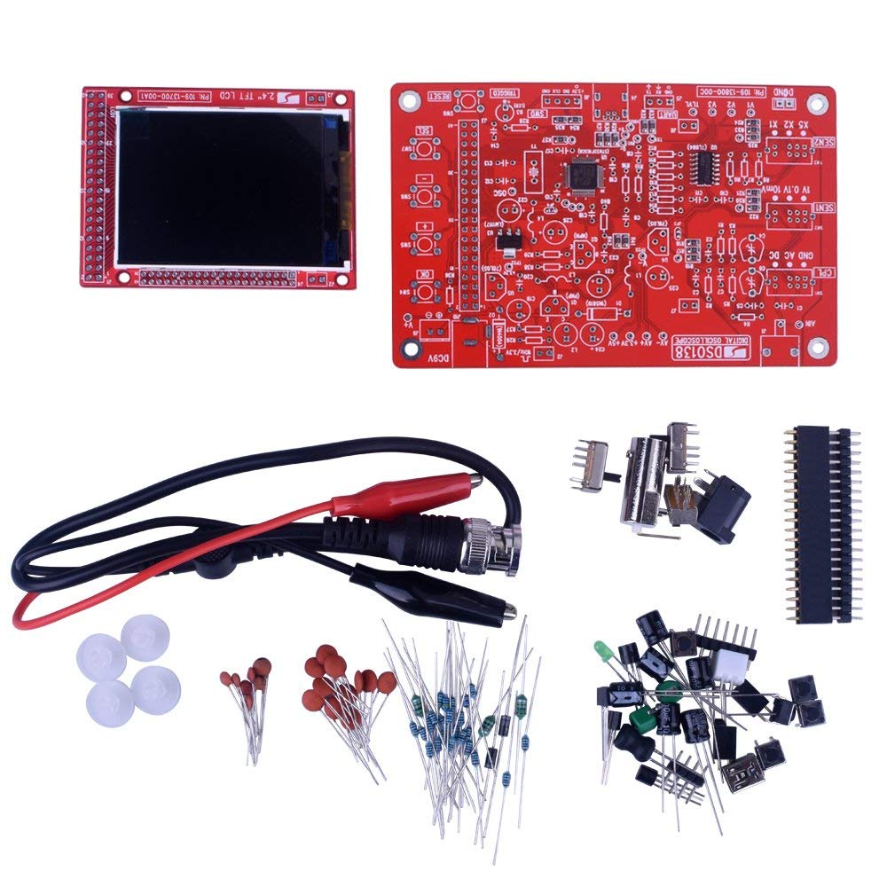 DSO138 2.4in TFT Pocket-size Digital Oscilloscope Kit DIY Parts Handheld + Acrylic DIY Case Cover Shell for DSO138