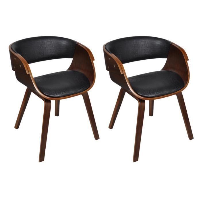 VidaXL Chaises de salle à manger 2pcs Marron Bois courbé et similicuir