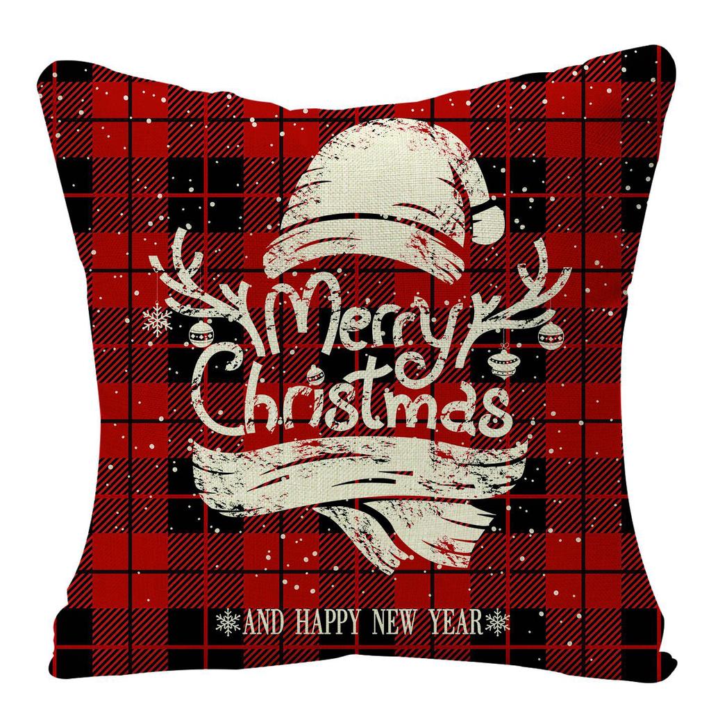Christmas 40pcs Linen Pillowcase Festive Home Sofa Decoration Pillow Cushion Cover