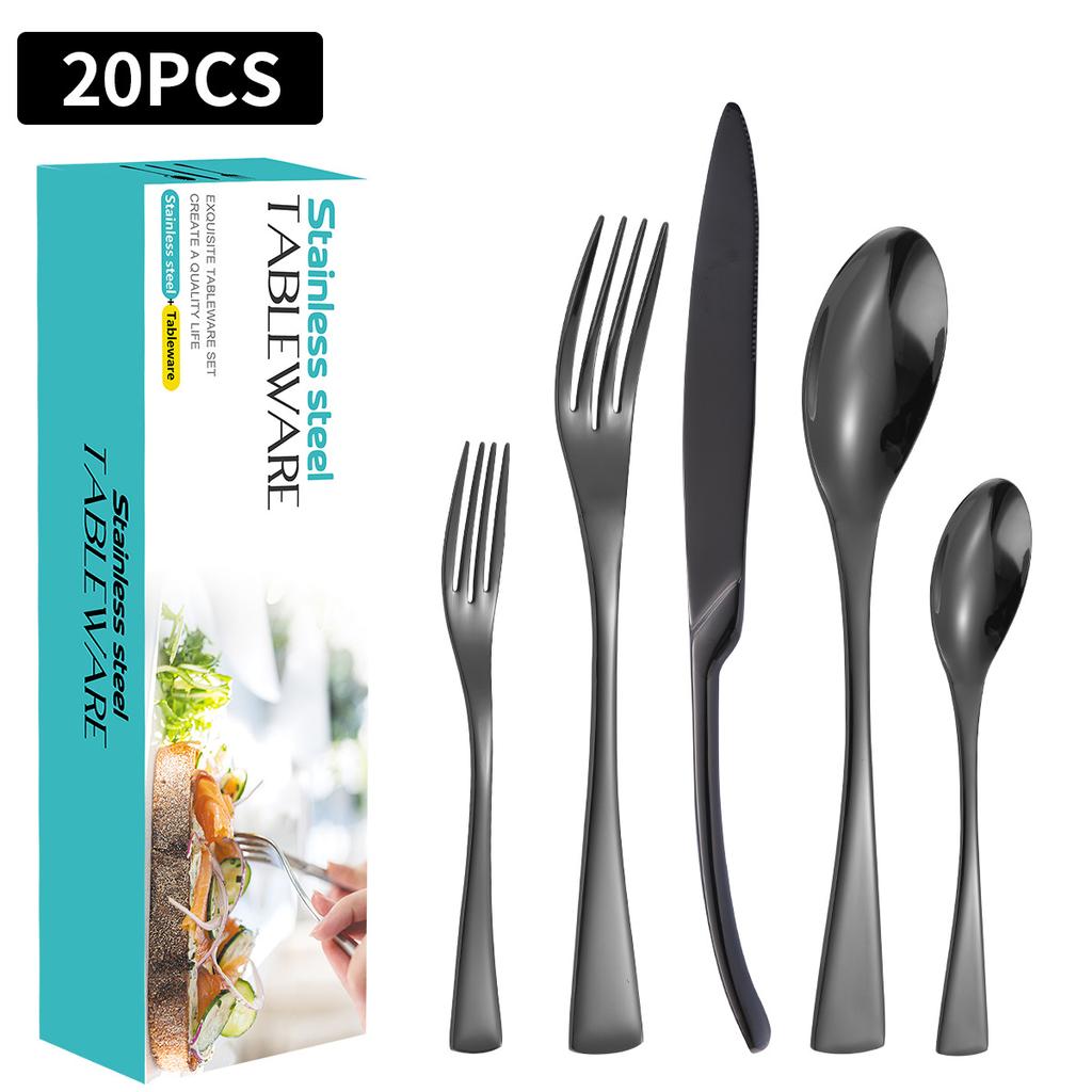 Stainless Steel Tableware Suit Ka Ya Steak Knife, Fork and Spoon Four-Piece Set 4-Person 6-Person Tableware