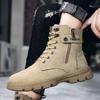 Winter 2025 new Martin boots men's Korean version trend velvet thickened thermal cotton shoes high-top British style tooling boots
