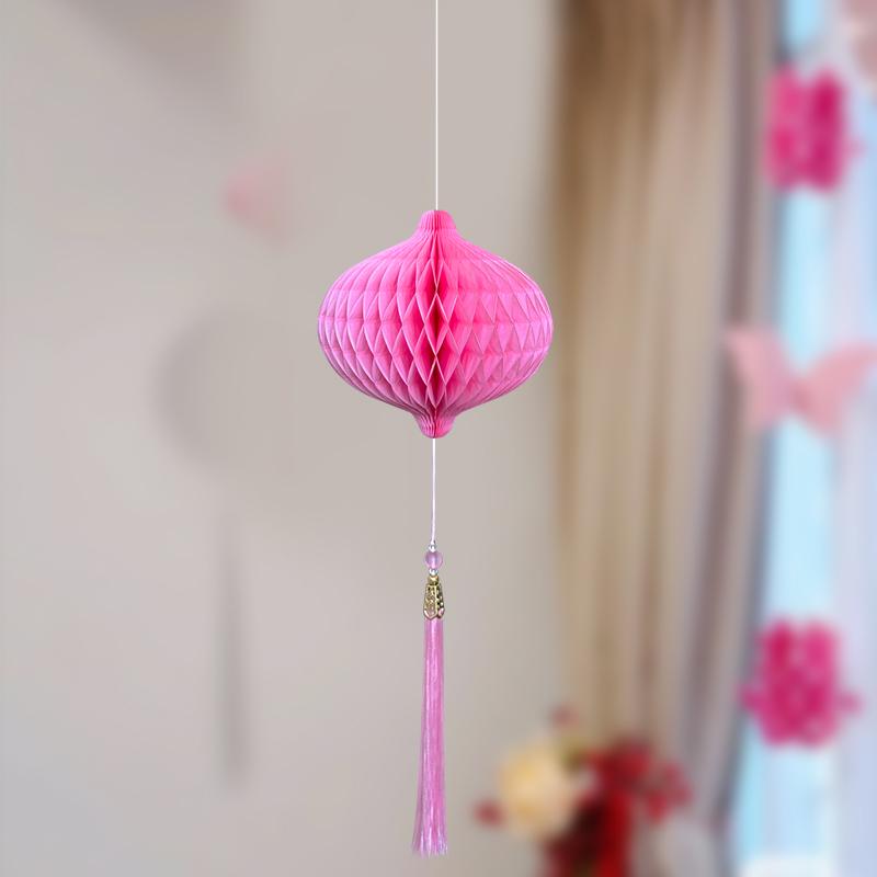 Wedding Décor Set: Honeycomb Balls, Folding Fans & Double Happiness Pendants for Groom's Room