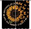 Sunflower Curtains for Kitchen,Black Pithy Rustic Sunshine Beautiful Wonderful Sunflower Plant Flower Butterfly Window Drapes