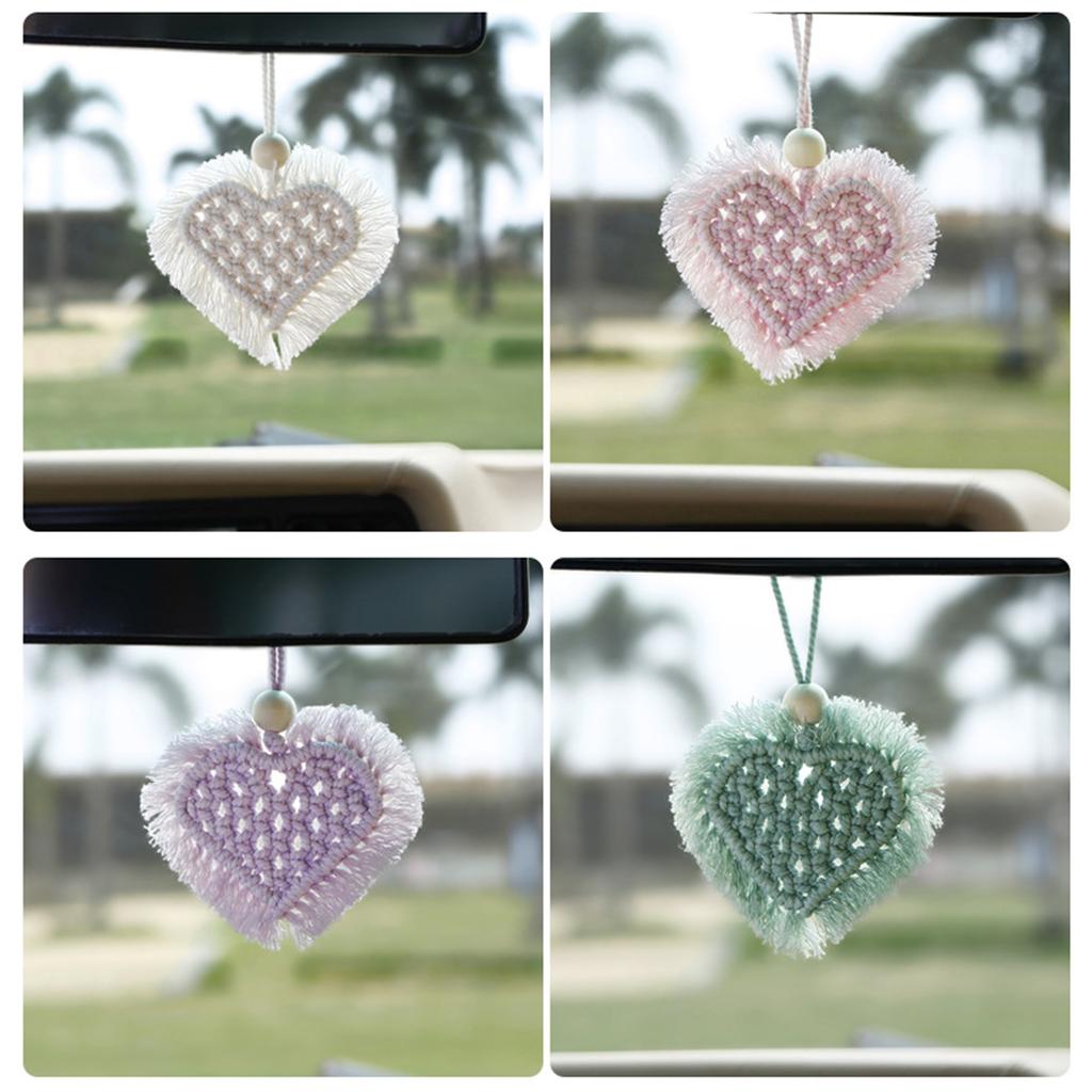 Bil Speil Hengende Tilbehør Bakspeil Interiør Ornament Håndvevd Kjærlighet Hjem Dekorasjon Anheng Valentinsgave