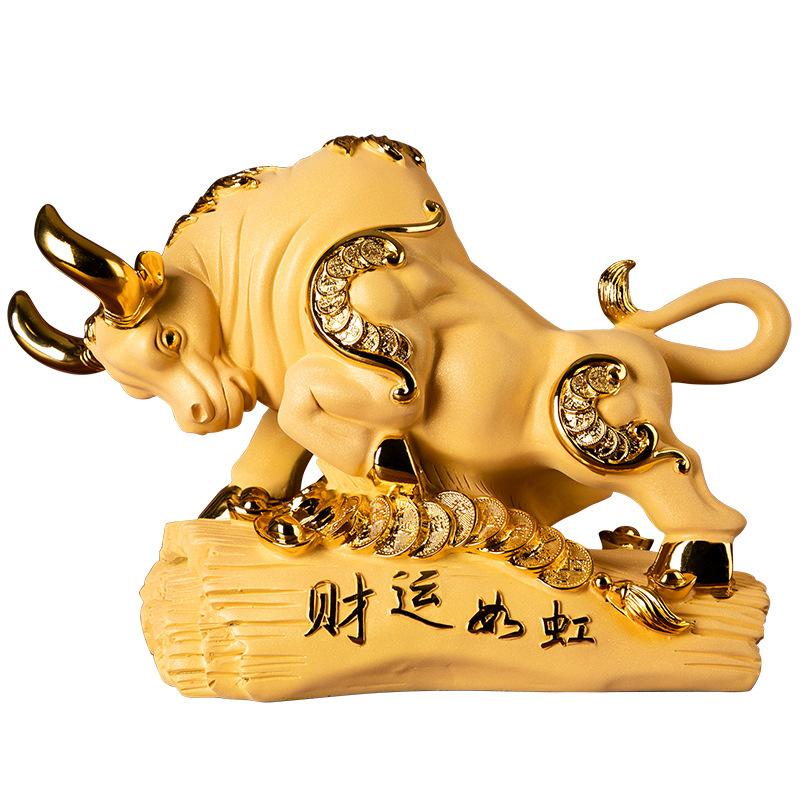 European Style Resin Bull Statue Modern Art Sculpture Home Auspicious Animal Best Gift Simple Taurus Ornament