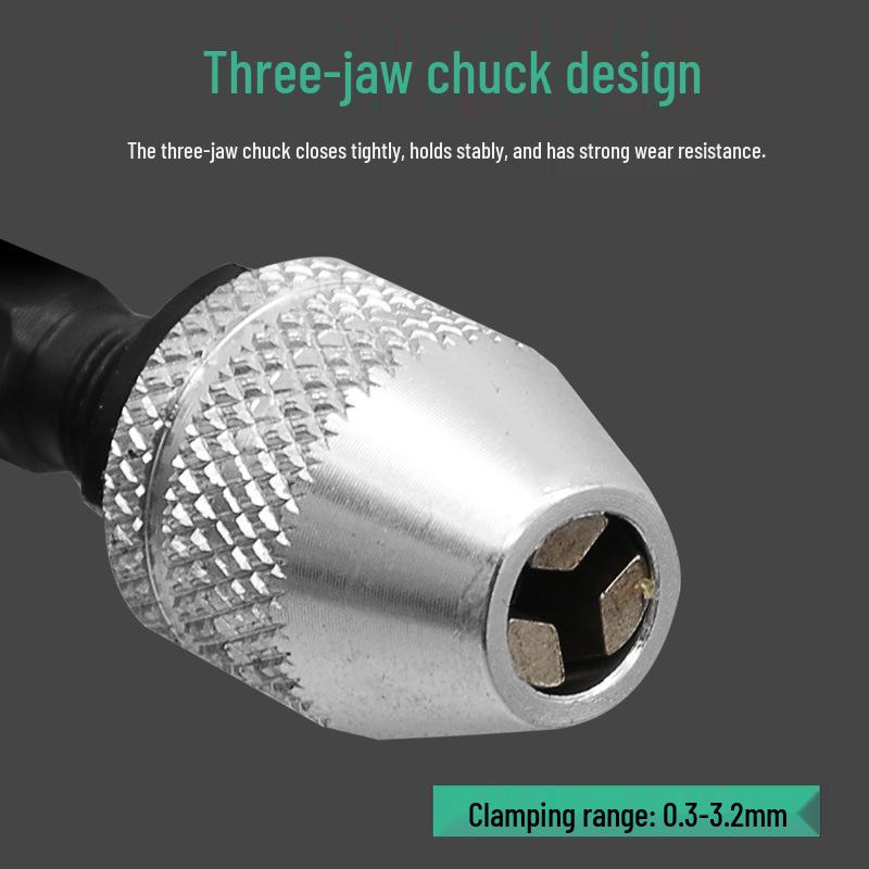 Three-Jaw Mini Drill Collet Set with Adjustable Clamping & Extension Rod