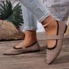 Large Pointed Flat Bottomed Shallow Mouth Retro Breathable Color Blocked Lazy Shoes