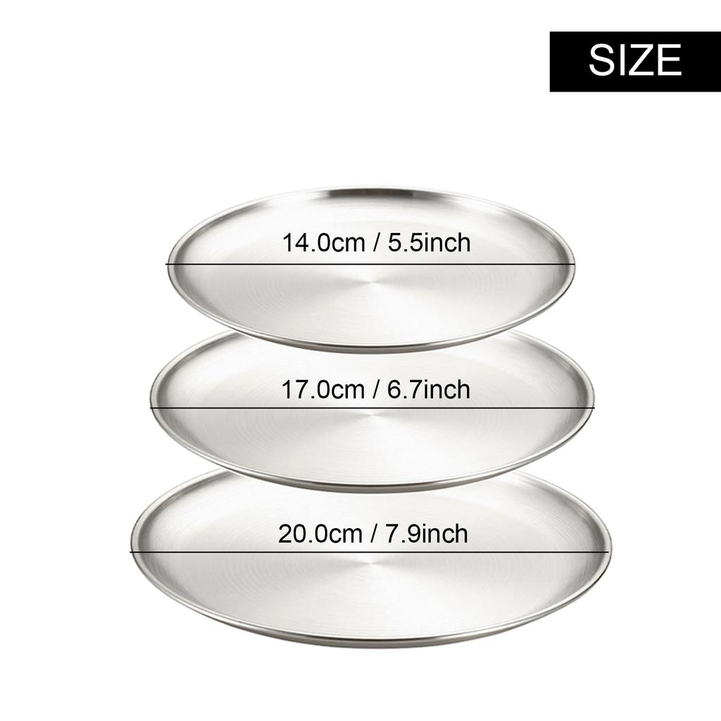10-Piece Stainless Steel Dinner Plates, Round Salad Dessert Plates, Serving Plate for Home Kichten, Outdoor Camping, Snack, Pizza and BBQ
