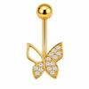 Belly Button Rings Gold Plated Shiny Cubic Zirconia Skin-friendly Durable Navel Ring for Beach Travel Daily Use