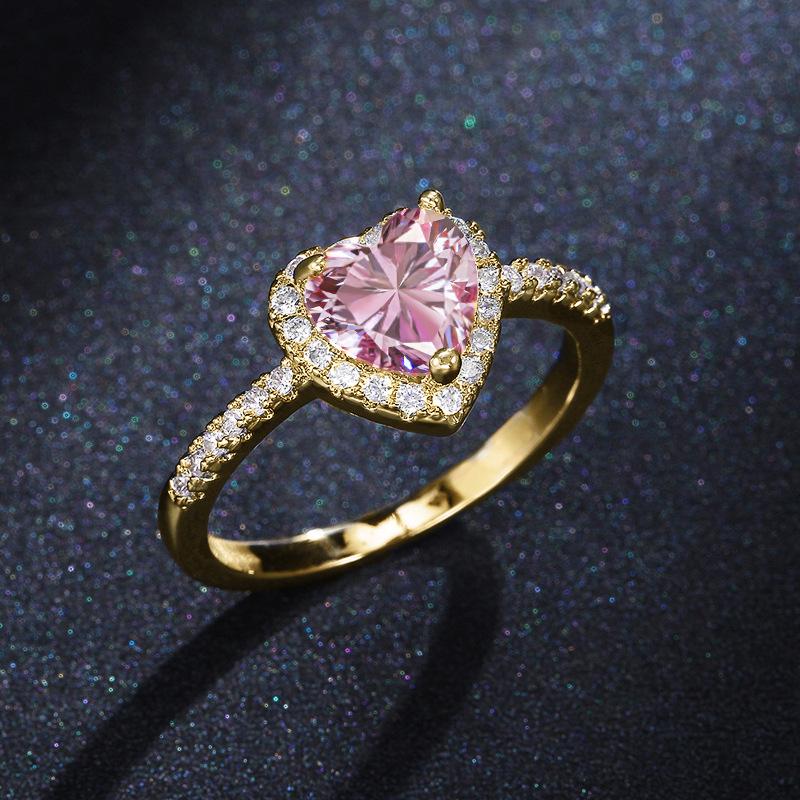 Style Pink Sparkling Zircon Princess Square Engagement Ring for Ladies and Girlfriends Luxury Proposal  Gift Fashion Jewelry