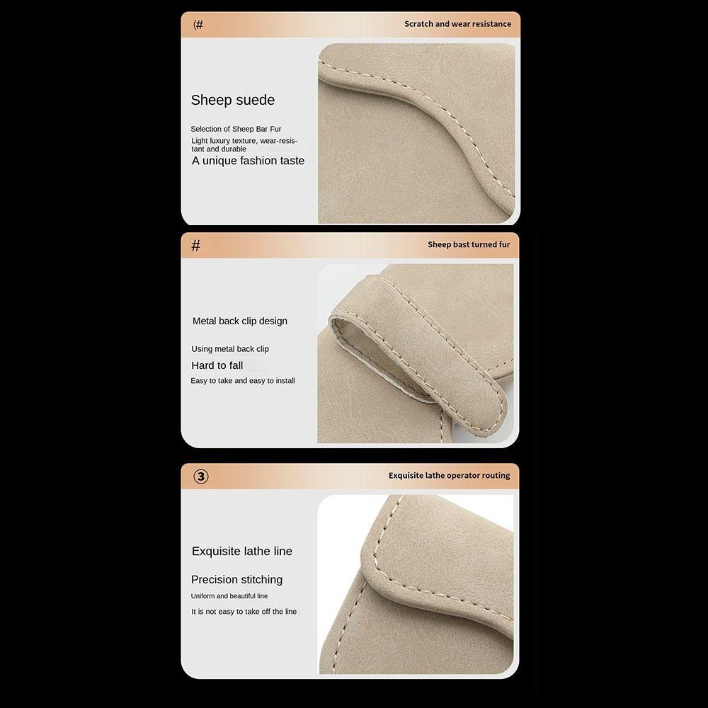 Suede Leather Sun Visor Glasses Case Stable Sunglasses Case Car Glasses Bag Car Interior