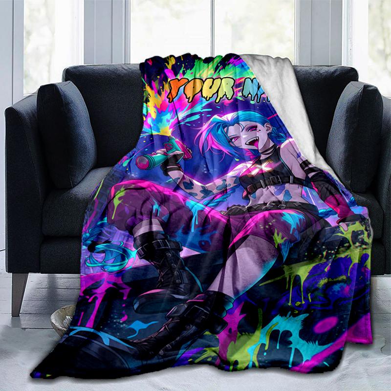 1PC Custom Name Cyberpunk Neon Dreams Flannel Blanket Versatile,all-season Throw Suitable for the Living Room,bedroom,camping,travel,and Gift