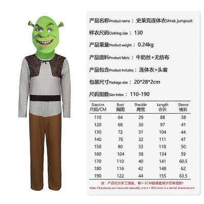 Halloween Shrek Fiona Princezna Cosplay Zelené šaty Kostým pro Děti Dospělé Unisex Párty Oblečení
