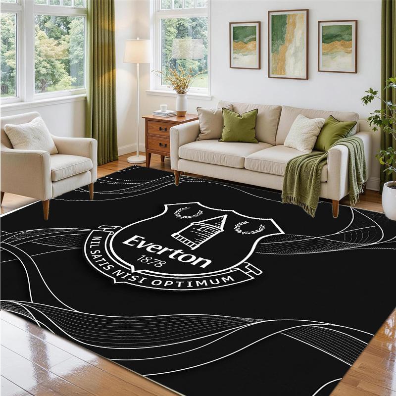 Everton Football Design Crystal Velvet Rug Soft Decorative Mat for Bedroom Entrance