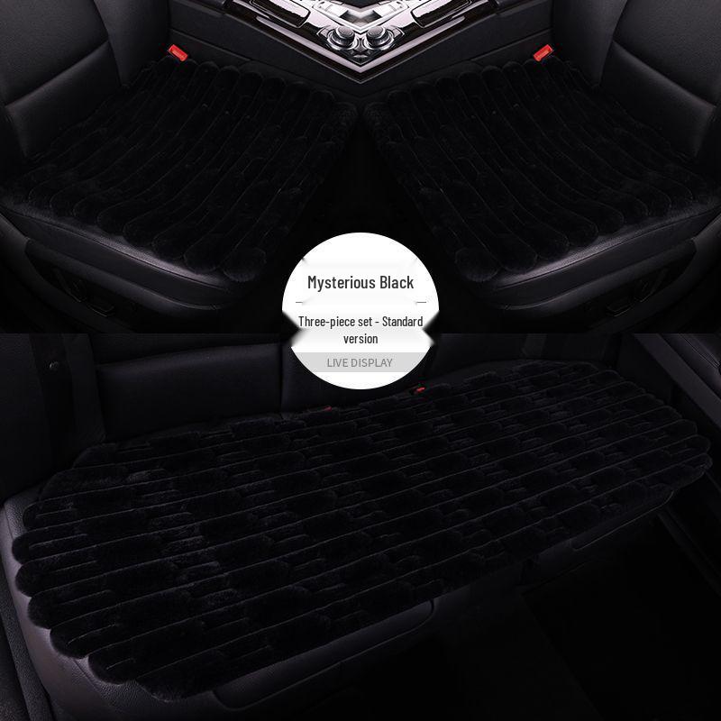 Universal Heated Winter Bamboo Plush Car Seat Cushion Set - Non-slip, Thickened, Three-piece for Warmth and Comfort