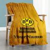 Borussia Dortmund Personalized Text Blanket Gift Customizable Blanket Soft Warm Cozy Perfect for Bed Seaside Nap Office All-Season Use