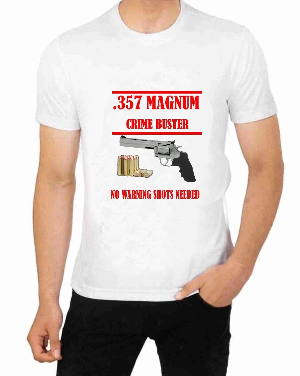 357 Magnum Crime Buster T-Shirt for Men Apparel Short Sleeve Clothing 3XL