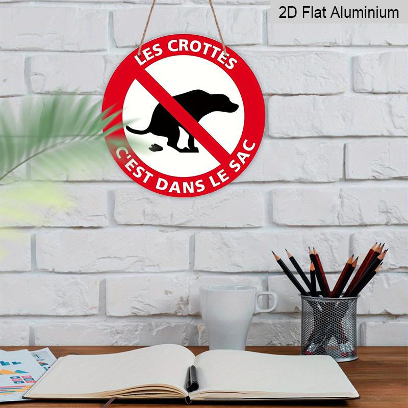 2D Flat 1pc, French-Inspired Round Aluminum Metal Sign - No Dog Poop, 8x8 In, Wall-Mountable & Versatile Outdoor Decor for Home, Garden, Bar, Garage