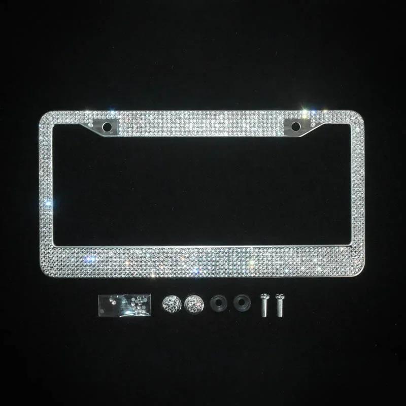 1/2PCS 31*16cm Bling Crystal License Plate Frame Women Rhinestone Car License Plate Frame Cover Holder Car Accessories New