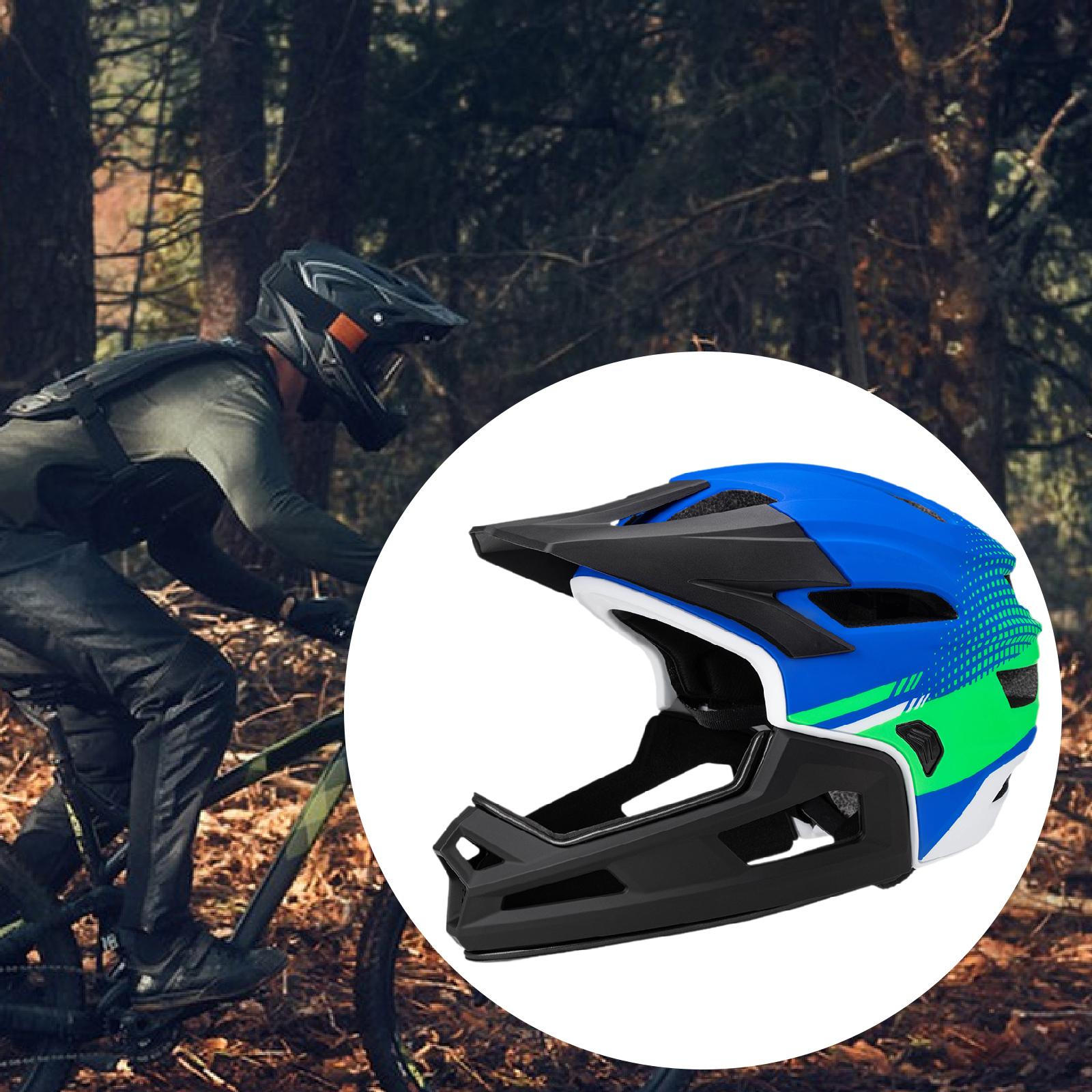 

Полный шлем для велосипеда, регулируемый, удобный, со съемной защитой подбородка для езды на велосипеде Blue Green