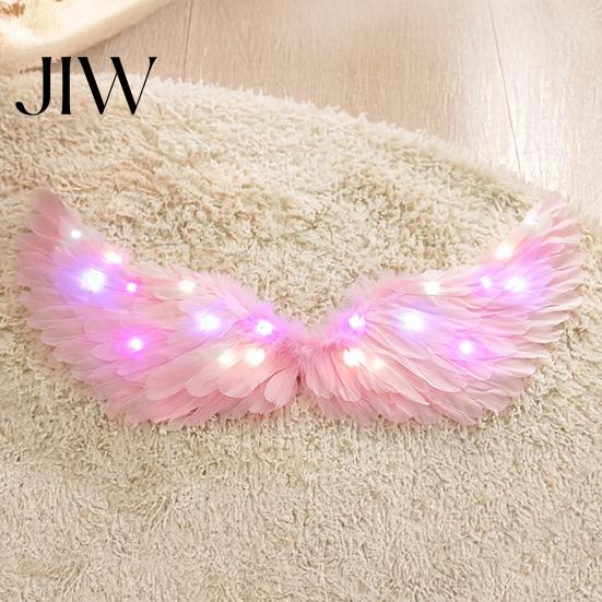 Christmas Angel Costume Accessories LED Light Up Wings Feather for Kids, Dark Guardian Glowing Fairy Wings, Halloween Cosplay Party Performance Props