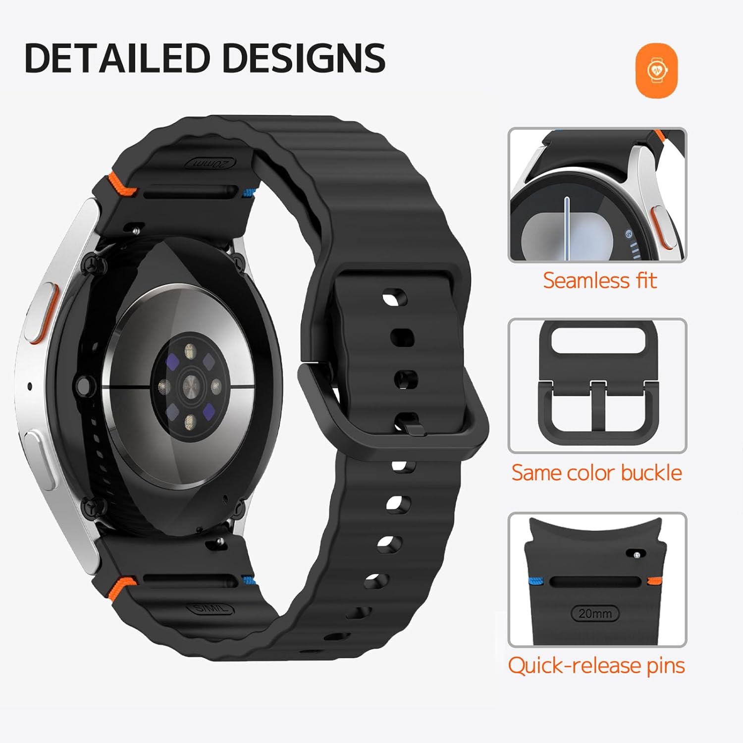 NINKI 4 Pack Silicone Band Compatible for Samsung Galaxy Watch 7 40mm 44mm / Watch 6 5 4 Pro Band 45mm 40mm 44mm/ Classic 43mm 47mm 42mm 46mm, Sport